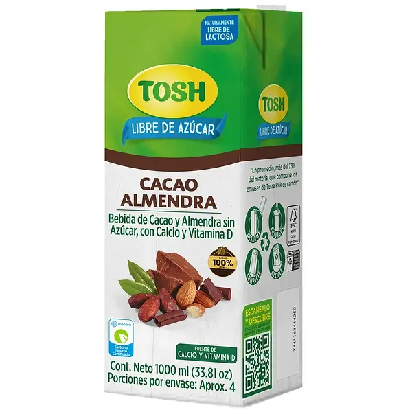 BEBIDA LIQUIDA CACAO ALMENDRA TOSH*1L