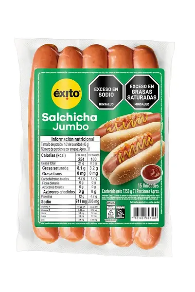 SALCHICHA PERRO JUMBO EXITO*1250G