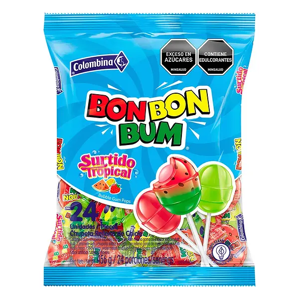 CARAMELO CHUPETA TROPICAL BOBONBUM*24U