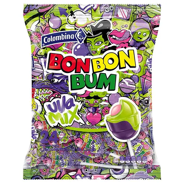 CARAMELO CHUPETA UVA MIX BOBONBUM*24U