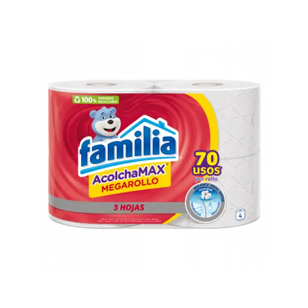 PAPEL HIGIENICO MEGAROLLO FAMILIAR* 4U