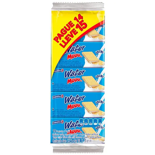GALLETA LECHE WAFER COLOMBINA*15U