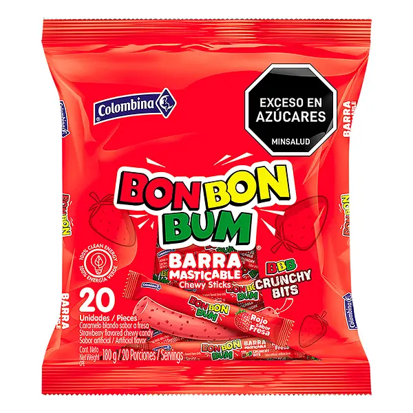 CARAMELO BARRA BOBONBUM ROJO FRESA*20UND
