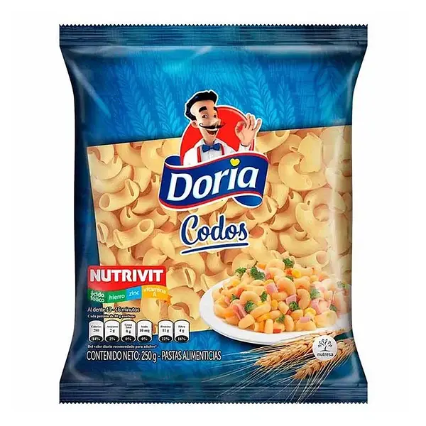 PASTA CODOS DORIA*250GR
