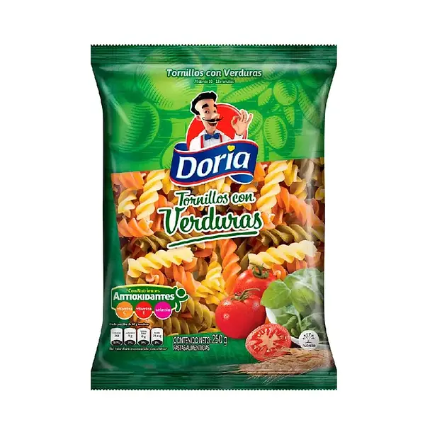 PASTA TORNILLOS VERDURAS DORIA *250G
