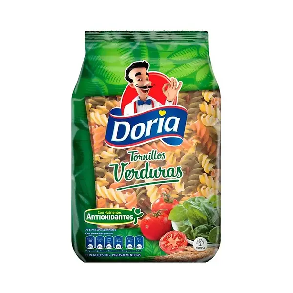 PASTA TORNILLOS VERDURAS DORIA * 500G