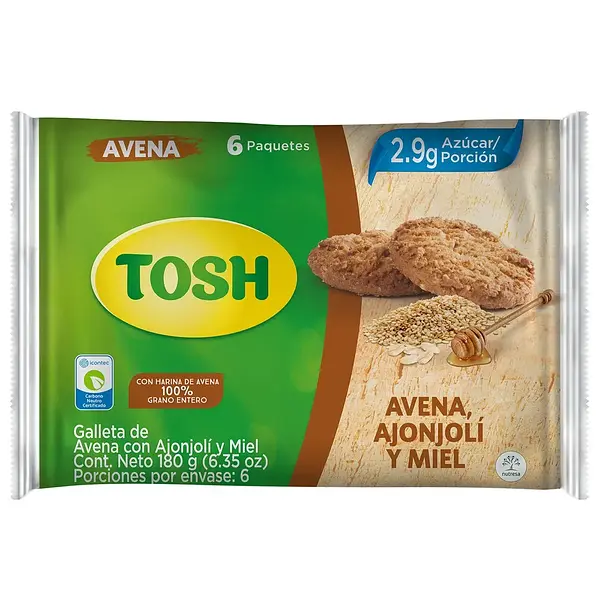 GALLETA AVENA MIEL TOSH*6U