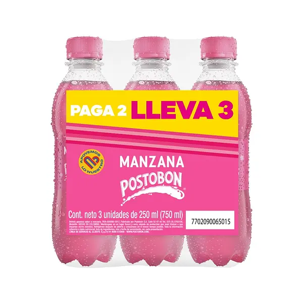 GASEOSA MANZANA POSTOBON*3U*250ML