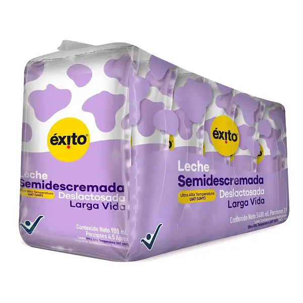 LECHE LIQUIDA SEMIDESCREMADA EXITO*900ML*6