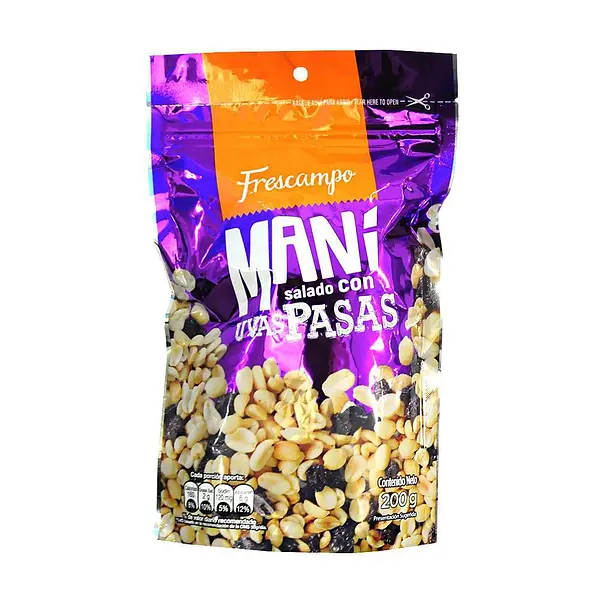 SNACK MANI SAL UVA PASA FRESCAMPO*200GR