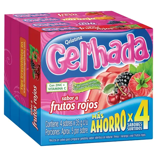 GELATINA FRUTOS ROJOS GELHADA*35G*3U