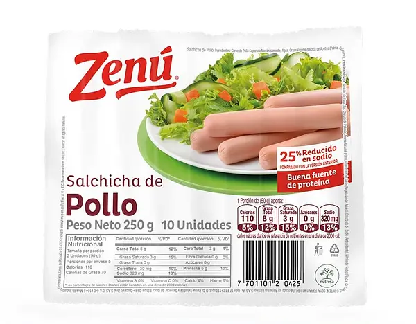 SALCHICHA POLLO ZENU *10U