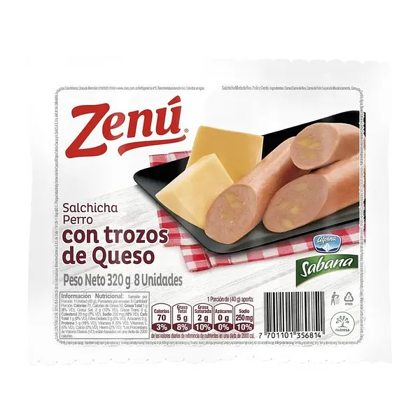 SALCHICHA ZENU CON QUESO * 320G