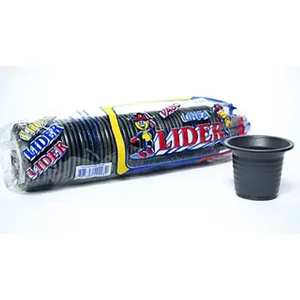 VASO 3,3 OZ NEGRO LIDER*50U