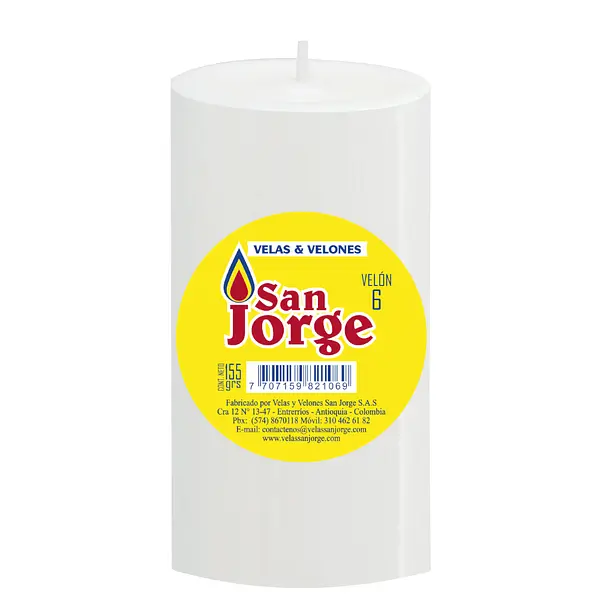 VELADORA BLANCA SAN JORGE #6