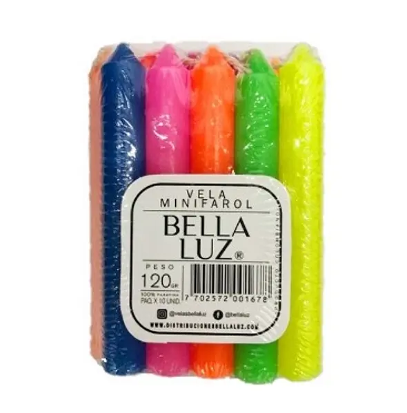VELA ACANALADA COLORES BELLA LU* 10 UND
