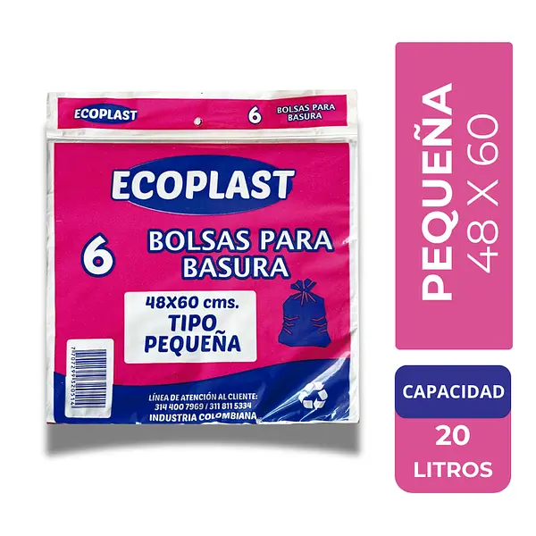 BOLSA BASURA PEQUEÑA ECOPLAST*6U