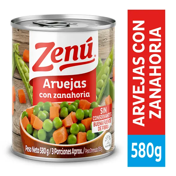 ARVEJA VERDE/ZANAHORIA ZENU*580G