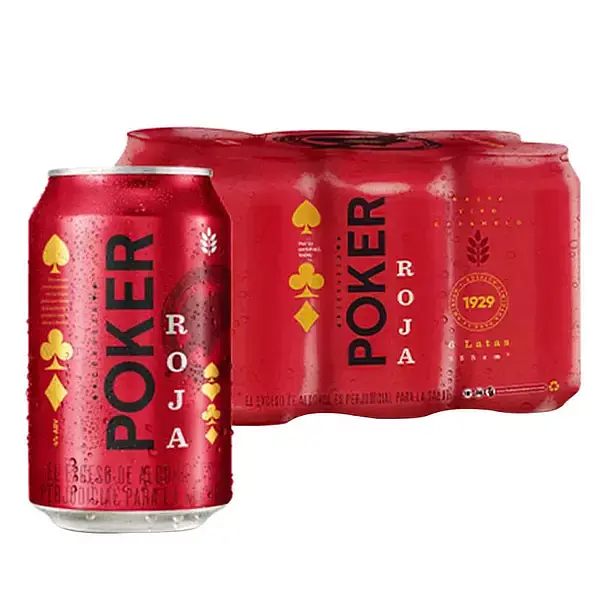CERVEZA ROJA POKER *355ML *6U