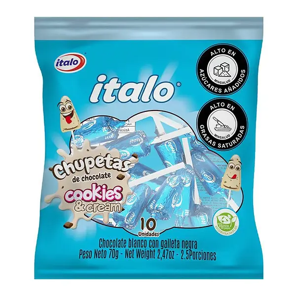 CHOCOLATINA CHUPETA COOKIES ITALO *10UN