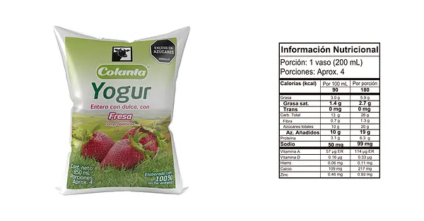 YOGURT FRESA COLANTA *850 ML