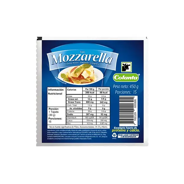 QUESO MOZZARELLA COLANTA*450GR