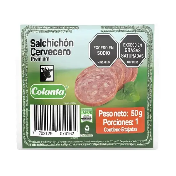 SALCHICHON CERVEZERO COLANTA *50G