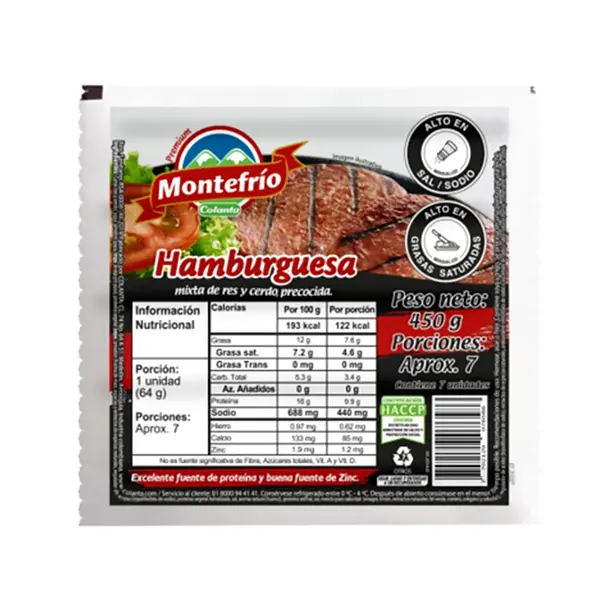 CARNE HAMBURGUESA MONTEFRIO*450G