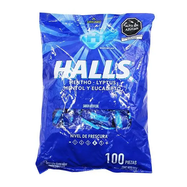 CARAMELO MENTA MENTOL PAPA HALLS*100UND