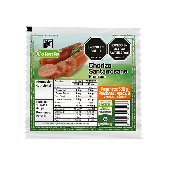CHORIZO SANTARROSANO COLANTA *8U
