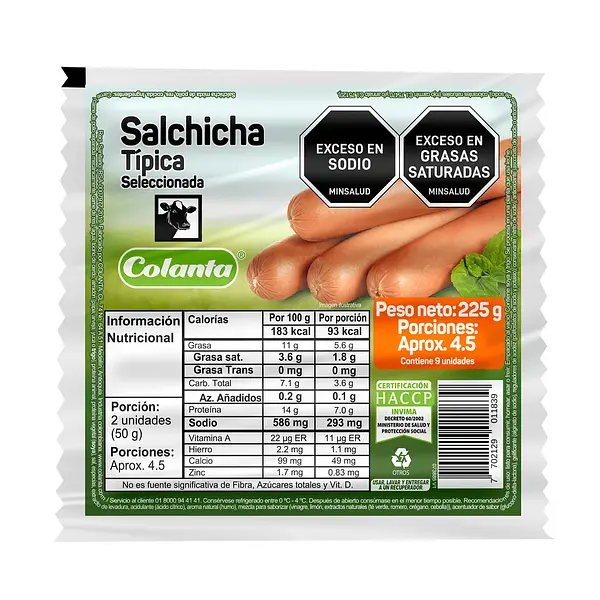 SALCHICHA TIPICA COLANTA *9 UND