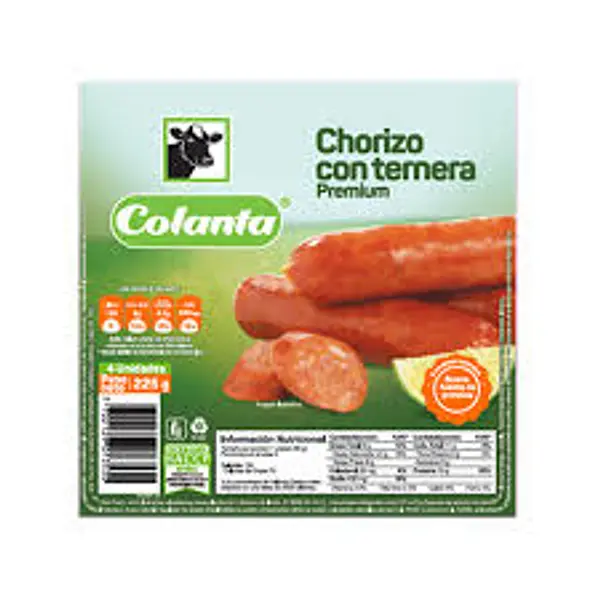 CHORIZO CON TERNERA COLANTA *4U*225GR