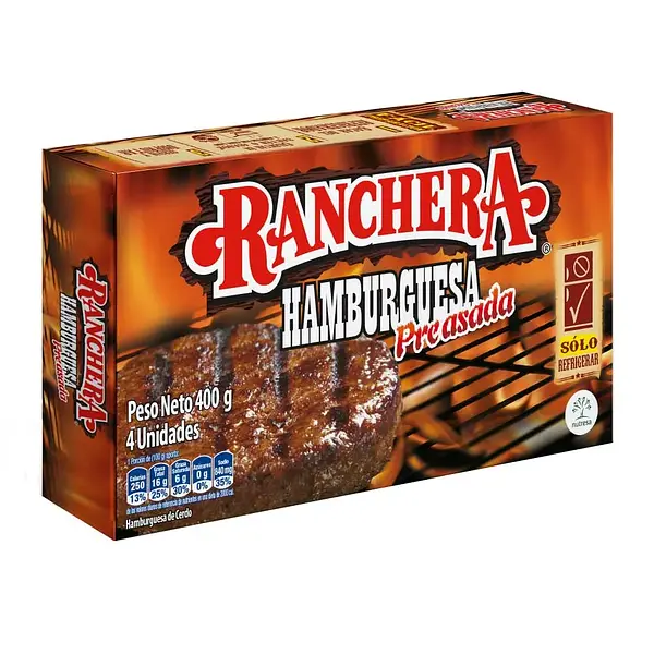 CARNE HAMBURGUESA RANCHERA *400GR *4U