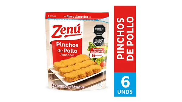 PINCHO POLLO APANADO ZENU*300GR