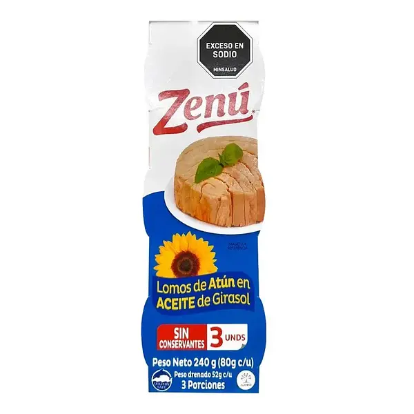 ATUN LOMITO ACEITE GIRASOL ZENU*3U*80G