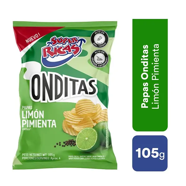 SNACK PAPA ONDU LIMON SUPER RICAS*105GR