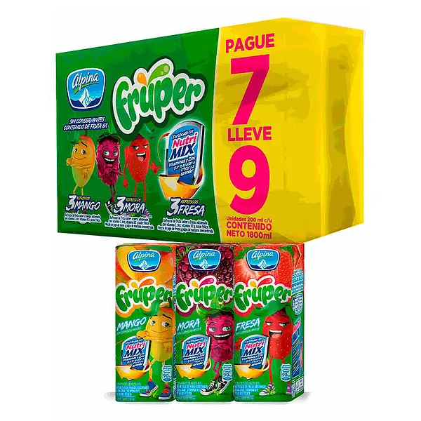JUGO SURTIDO FRUPER ALPINA*9U*200ML