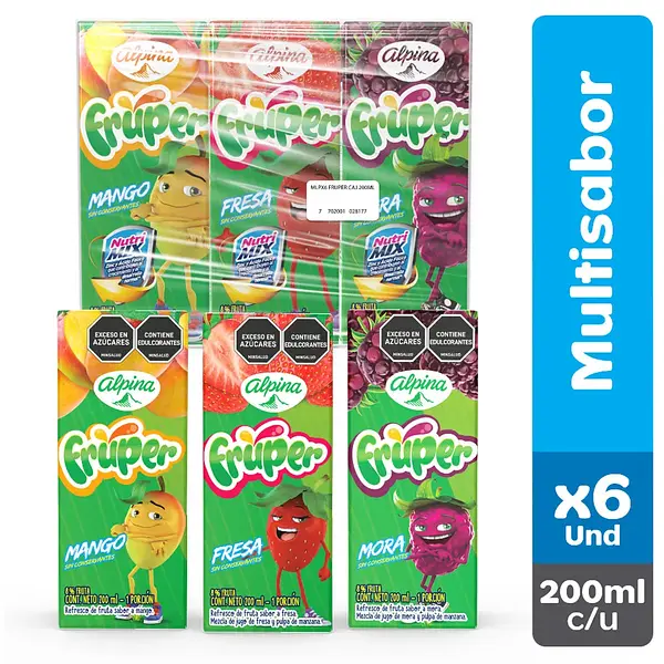JUGO SURTIDO FRUPER ALPINA*6U*200ML