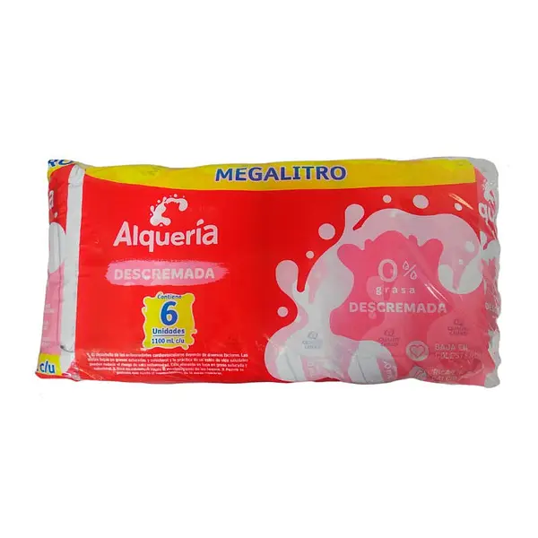 LECHE LIQUIDA 0 GRASA ALQUERIA*1.1ML*6U