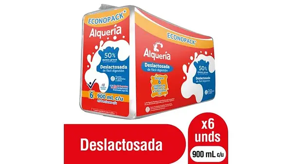 LECHE LIQUIDA DESLACTOSADA ALQUERIA*900ML*6U