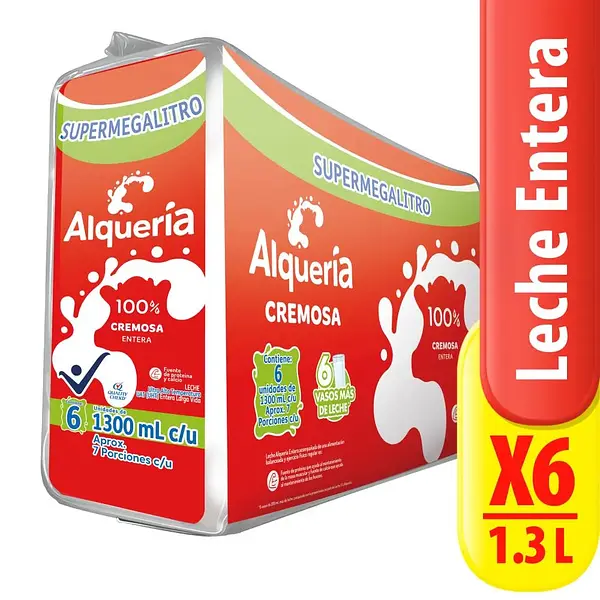 LECHE LIQUIDA ENTERA ALQUERIA*1.3L*6U