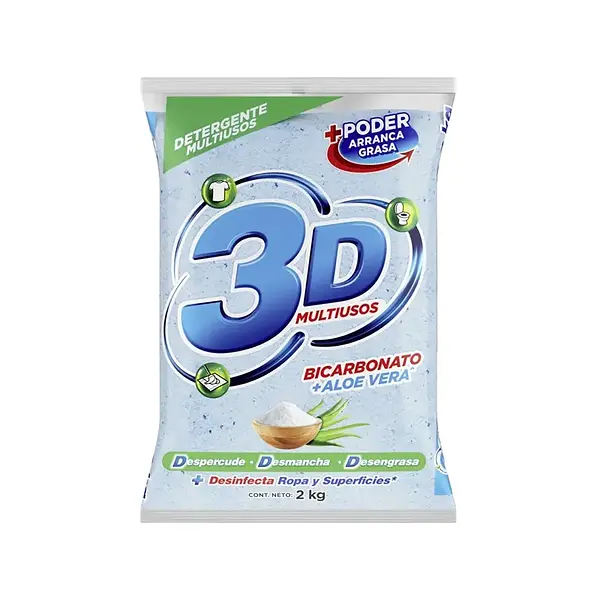 DETERGENTE POLVO LIMON 3D*2KG