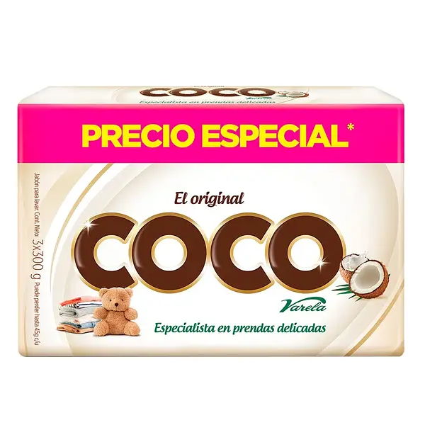JABON BARRA COCO VARELA*300GR*3U