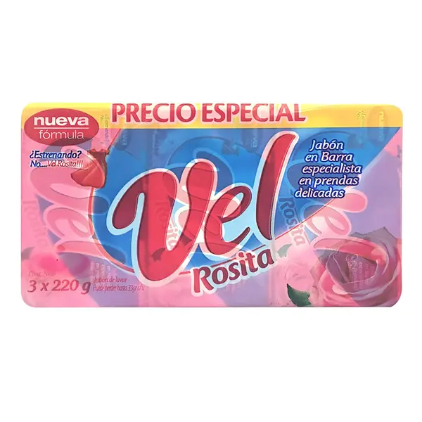 JABON BARRA VEL ROSITA VARELA*220GR*3U
