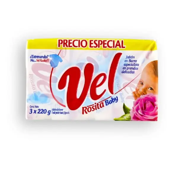 JABON BARRA VEL ROSITA BABY*220GR*3