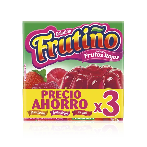 GELATINA FRUTOS ROJOS FRUTIÑO*40G*3U