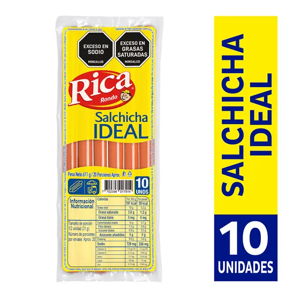 SALCHICHA IDEAL RICA*10U