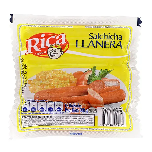 SALCHICHA LLANERA RICA*500G