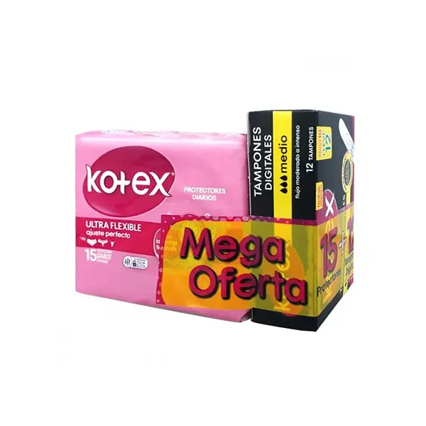 PROTECTOR DIARIO KOTEX*15U+TAMPO*12U