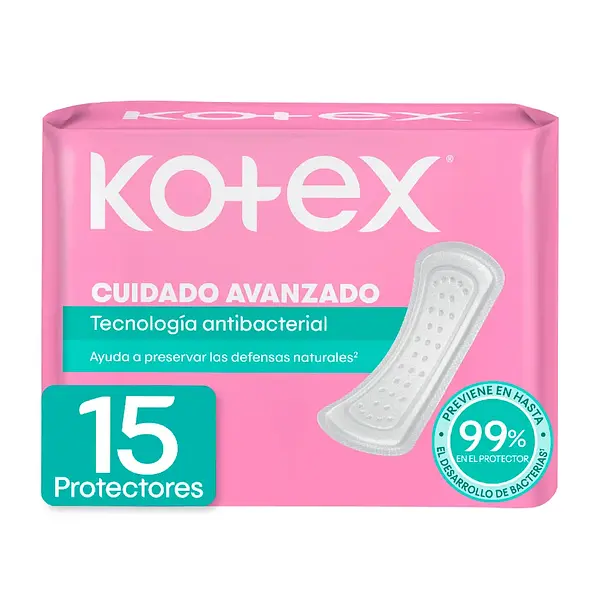 PROTECTOR DIARIO ANTIBACTERIAL KOTEX*15U